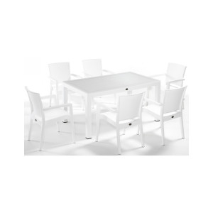 fence Λευκή τραπεζαρία με τζάμι 150x90